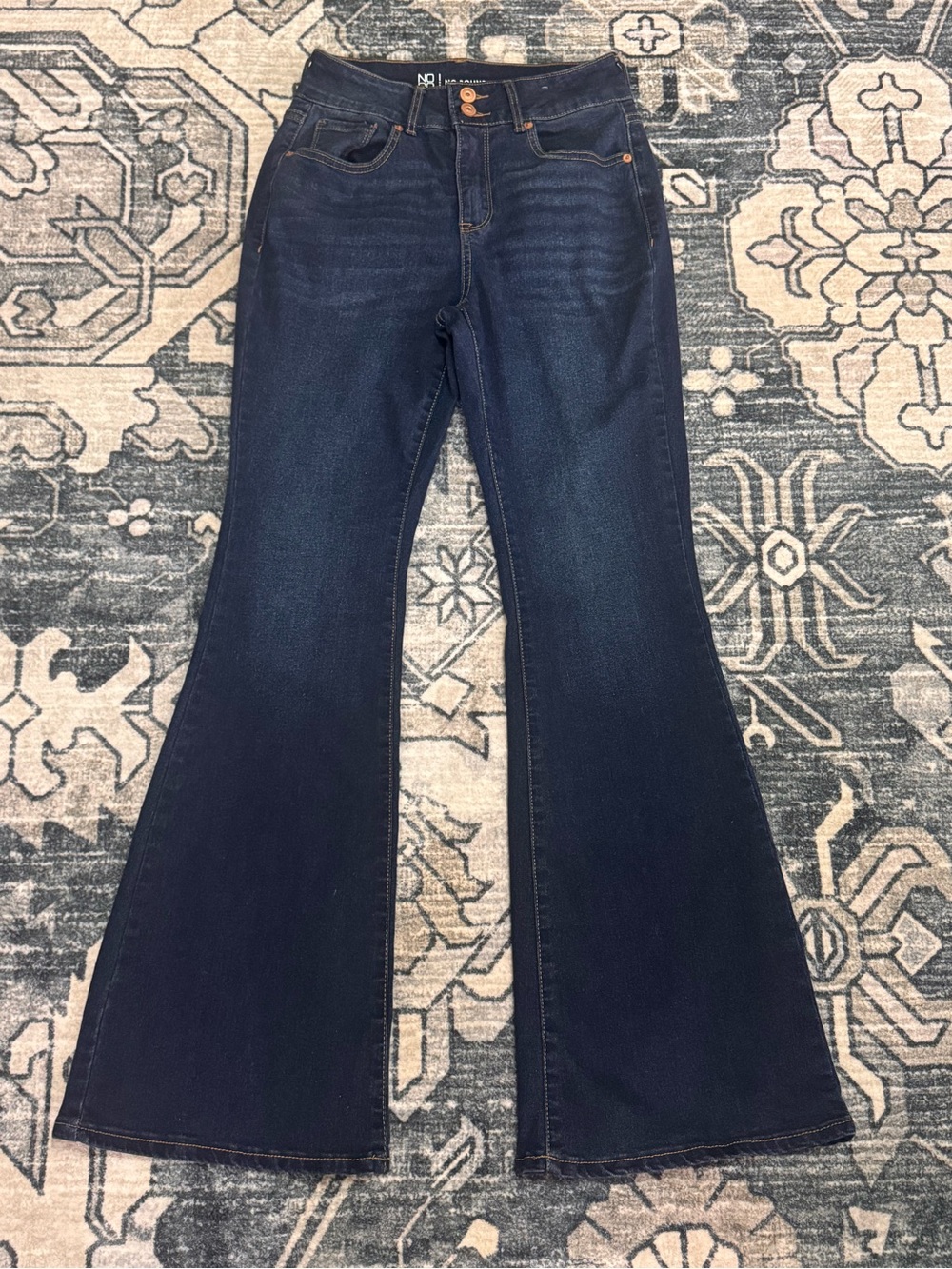 No Boundaries Dark Blue High-Rise Flare Jeans